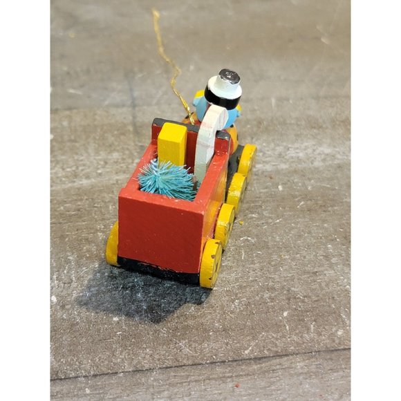 Wooden happy smiling train Xmas ornament pine tree candy cane decor - Picture 3 of 5